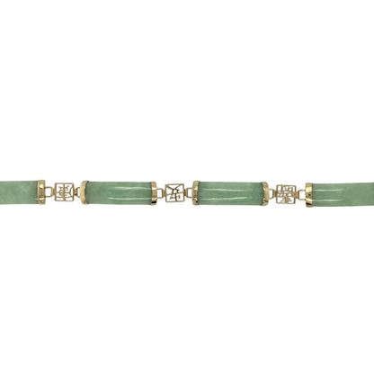 9ct Gold & Jade Set 7.5" Bracelet