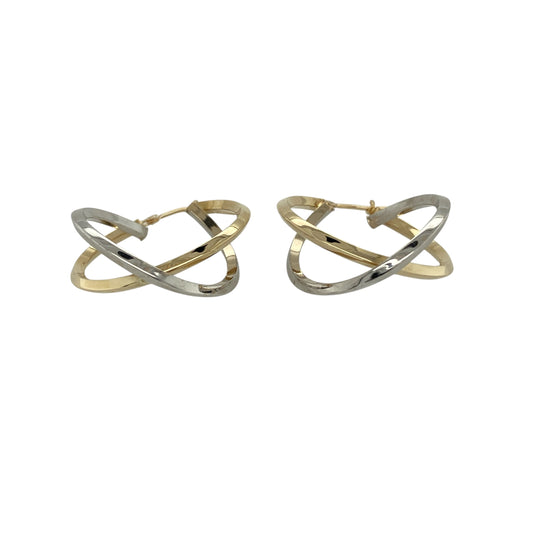 Bring elegant contrast and modern flair to your jewellery collection with these pre-owned 14ct yellow and white gold double hoop creole earrings, a refined design that blends classic tones with contemporary style.

Design: The earrings feature a double hoop creole design, combining intertwined yellow and white gold hoops to create a layered and eye-catching silhouette with subtle movement.
