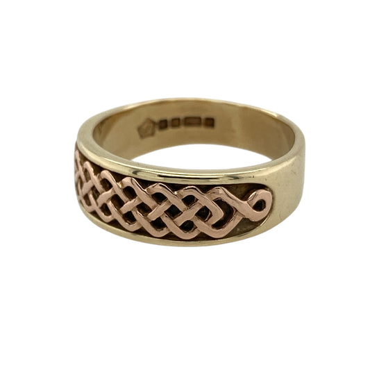 Bring timeless Celtic elegance and meaningful design to your jewellery collection with this pre-owned 9ct yellow and rose gold Clogau Lady Guinevere Celtic band ring, a beautifully symbolic piece inspired by heritage and romance from Clogau.

Design: The front of the band measures 7mm wide and showcases the Lady Guinevere Celtic-inspired motif, offering a distinctive and elegant pattern with traditional roots.