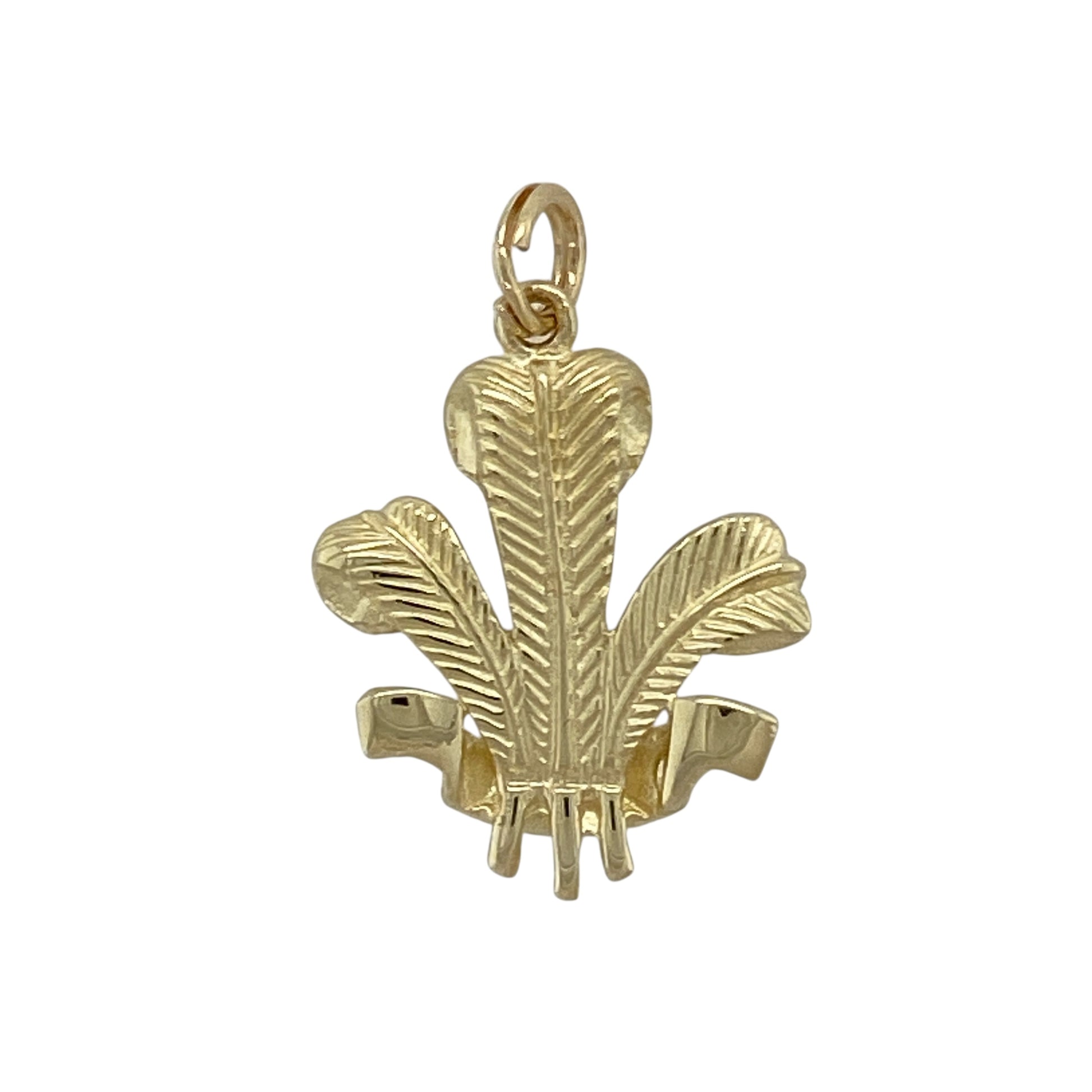 Bring heritage-inspired symbolism and classic style to your jewellery collection with this pre-owned 9ct yellow gold Welsh Three Feathers pendant, a timeless design rich in tradition and meaning.

Design: The pendant features the iconic Welsh Three Feathers motif, presented in a polished and well-defined form that offers enduring appeal.
Material: Made from polished 9-carat yellow gold, the warm tone enhances the traditional character and fine detailing of the design.