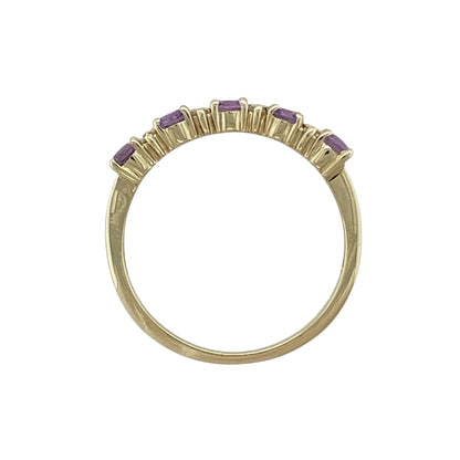 9ct Gold Amethyst & White Topaz Set Band Ring