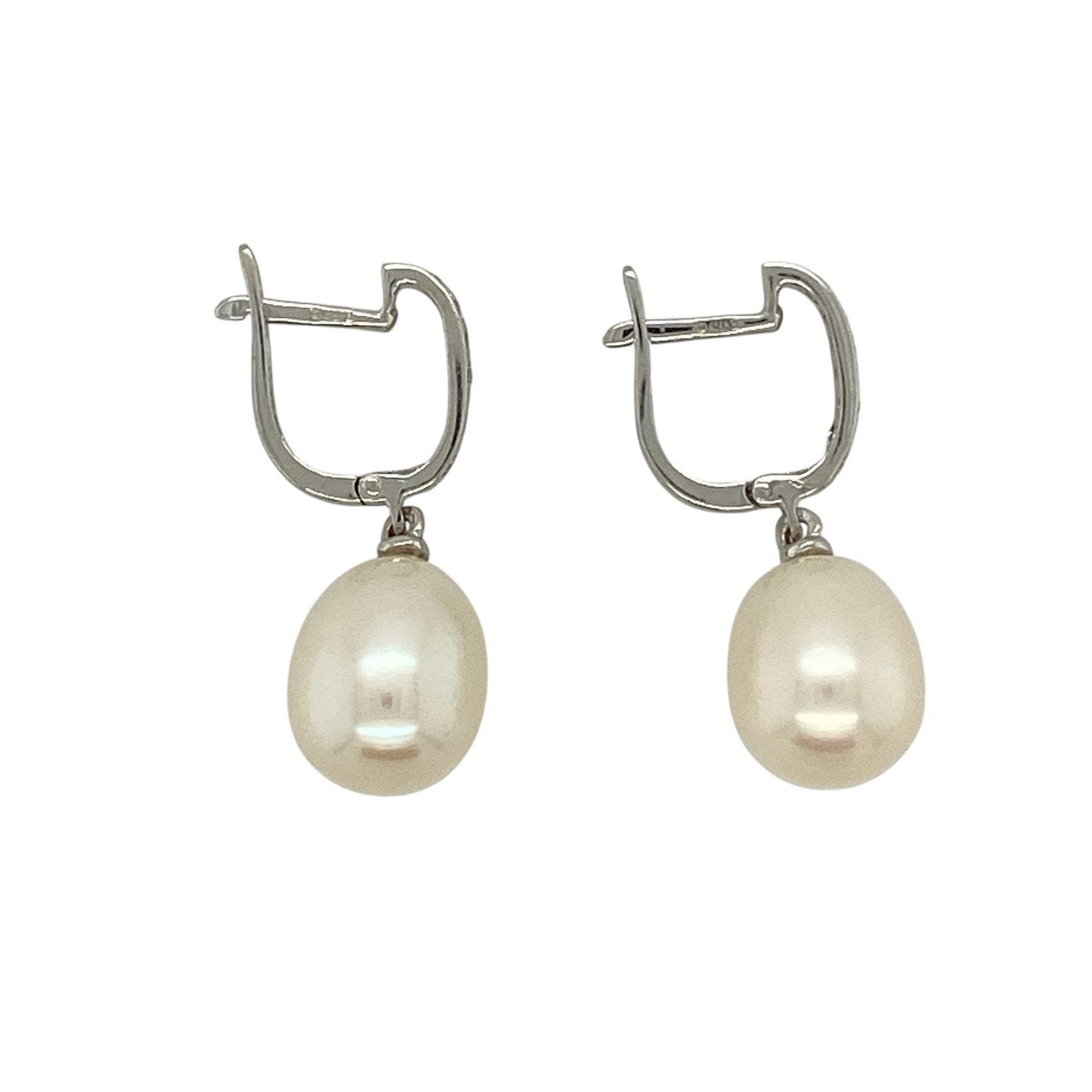 9ct White Gold Pearl & Cubic Zirconia Set Drop Earrings