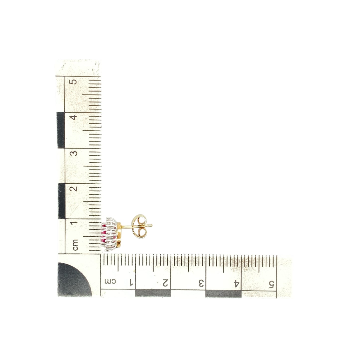 9ct Gold Diamond & Ruby Set Cluster Stud Earrings