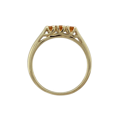 9ct Gold & Orange Sapphire Set Trilogy Ring