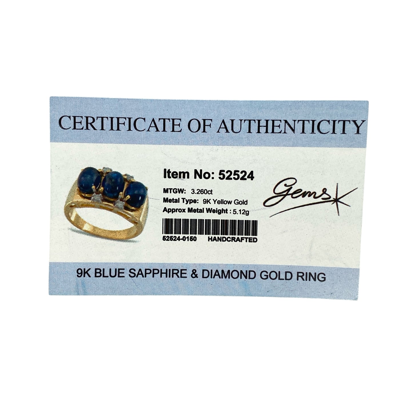 9ct Gold Diamond & Sapphire Set Trilogy Ring