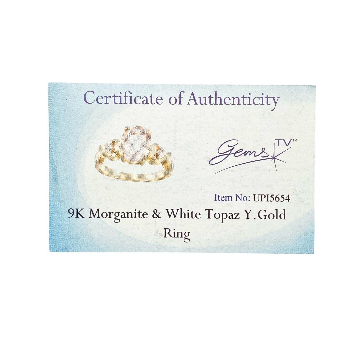 9ct Gold Morganite & White Topaz Set Ring