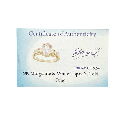 9ct Gold Morganite & White Topaz Set Ring