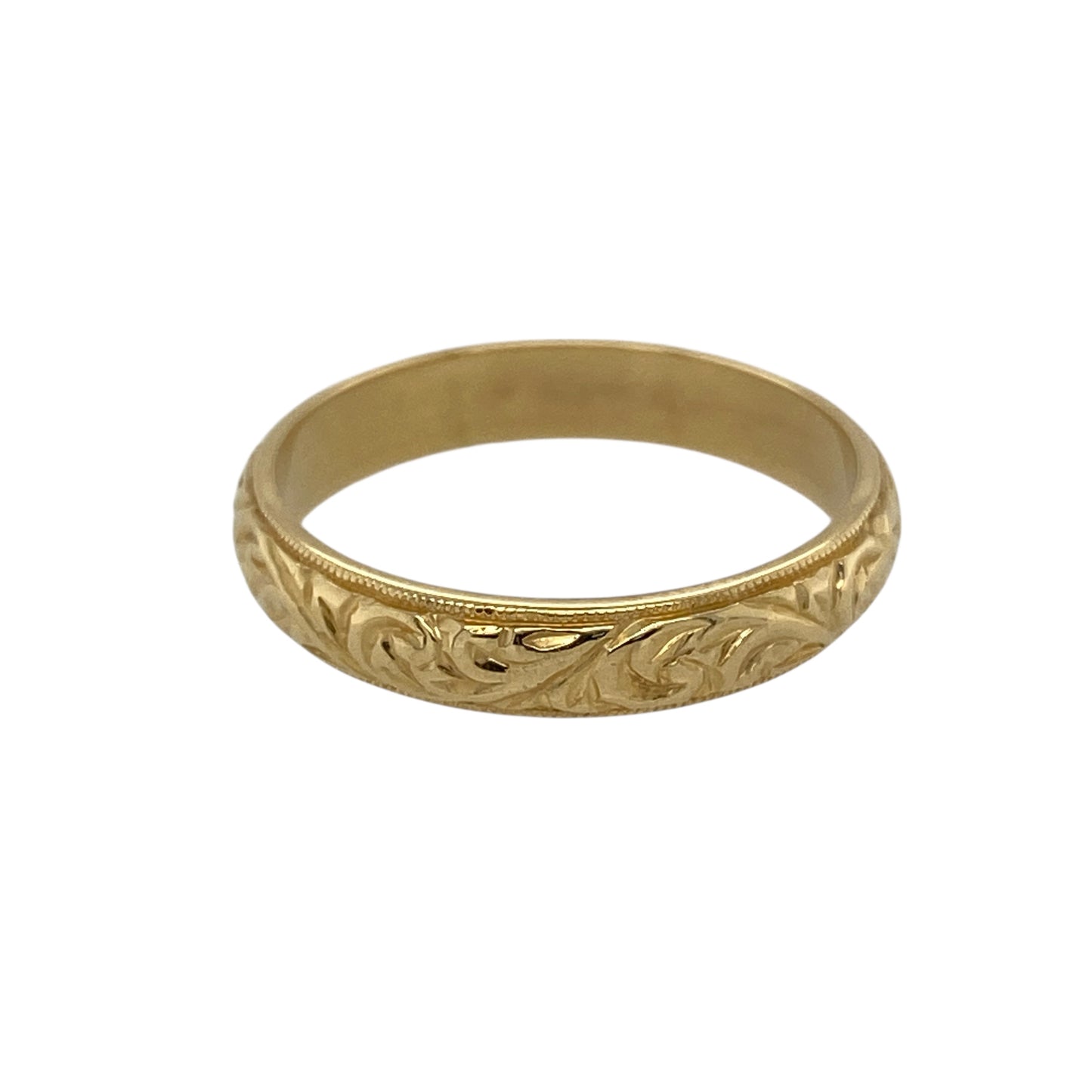 18ct Gold Patterned Band Ring