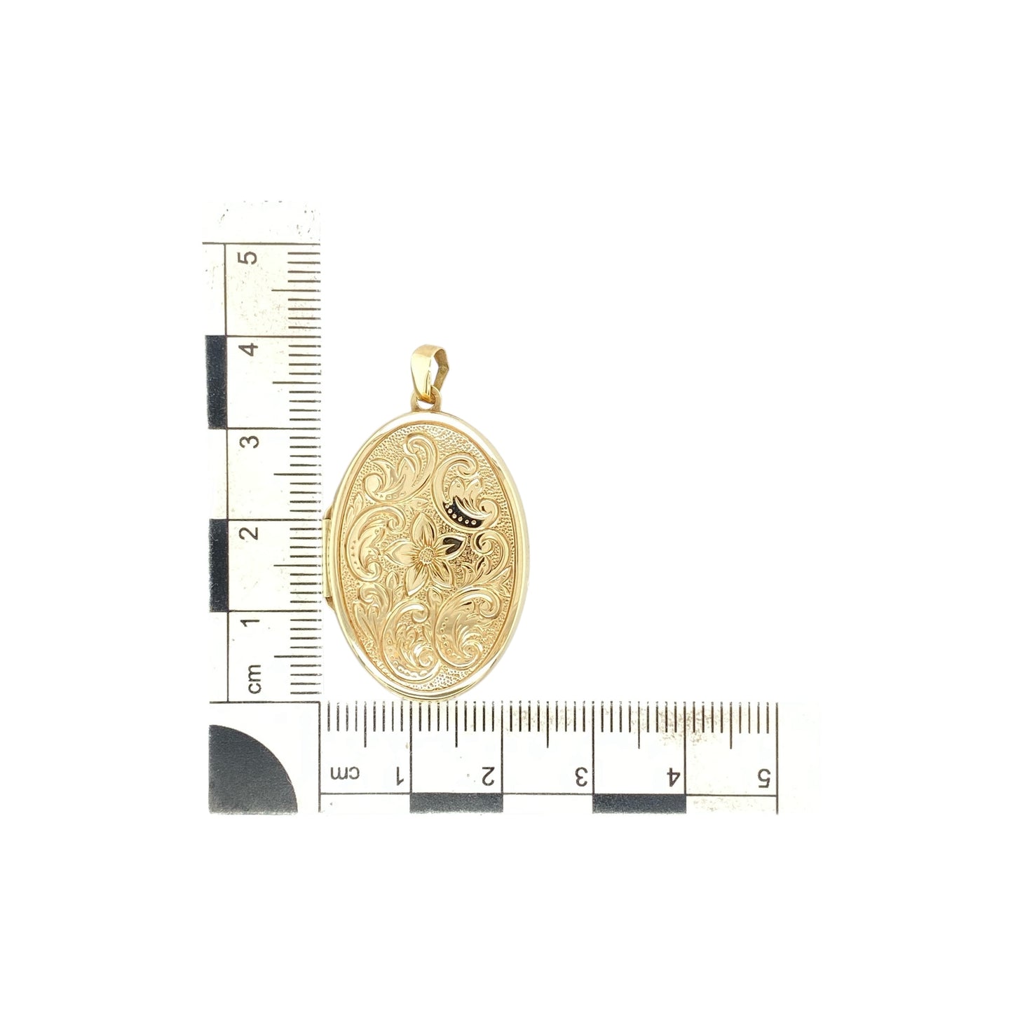 9ct Gold Flower Patterned Oval Locket
