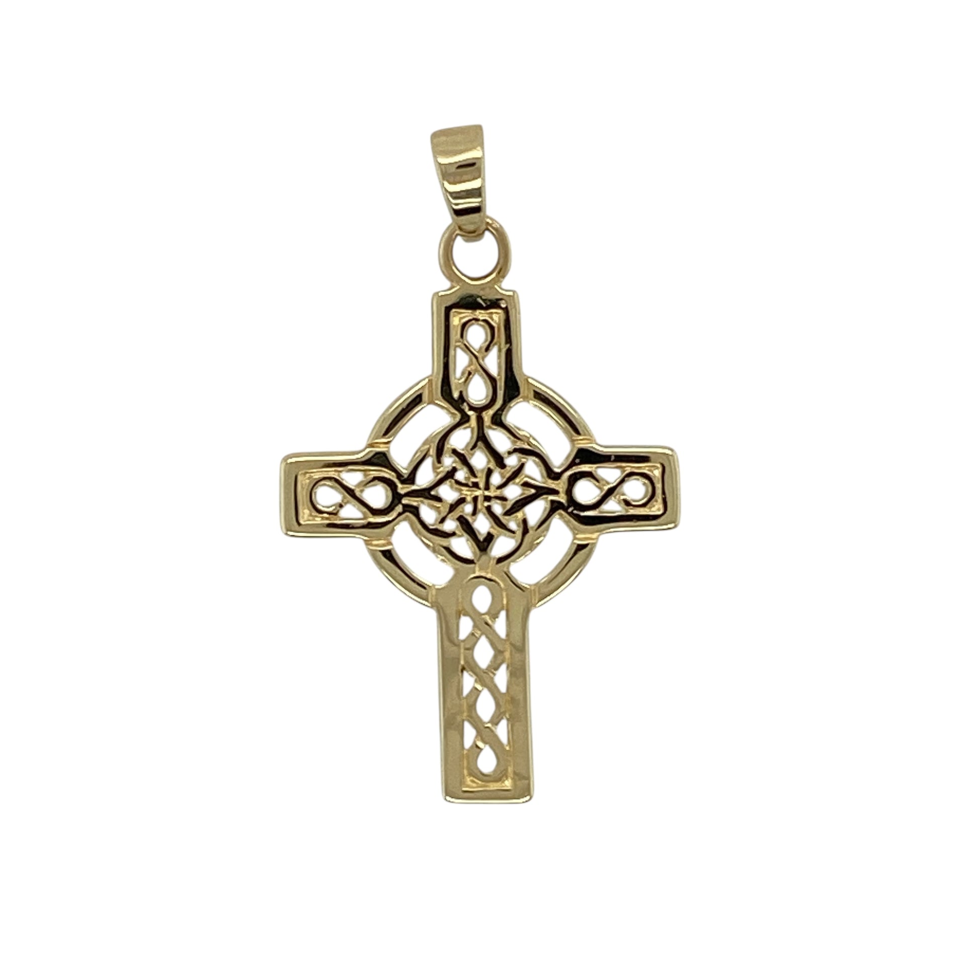 Bring meaningful symbolism and timeless style to your jewellery collection with this pre-owned 9ct yellow gold Celtic cross pendant, a classic piece rich in heritage and tradition.

Design: This pendant features the iconic Celtic cross design, symbolising faith, eternity, and heritage, presented in a clean and traditional style.
Material: Made from 9-carat yellow gold, the warm polished finish enhances the detail of the cross and gives it lasting appeal.
