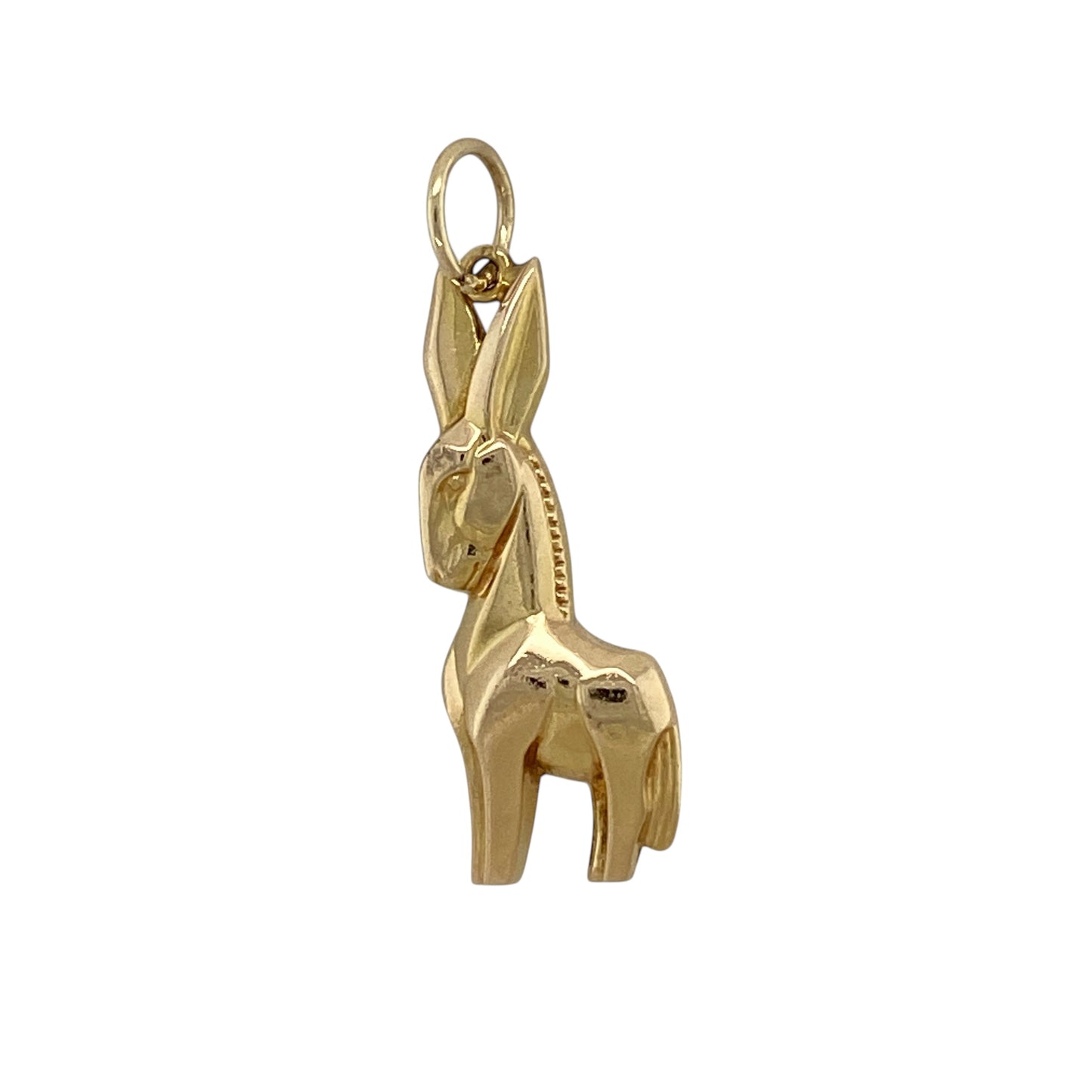 Bring playful charm and character to your jewellery collection with this pre-owned 9ct yellow gold donkey pendant, a delightful piece with light-hearted appeal.

Design: This pendant features a detailed donkey motif, offering a charming and distinctive look that adds personality to any gold chain.
Material: Made from 9-carat yellow gold, the warm polished finish highlights the detail of the design and gives it a classic glow. 