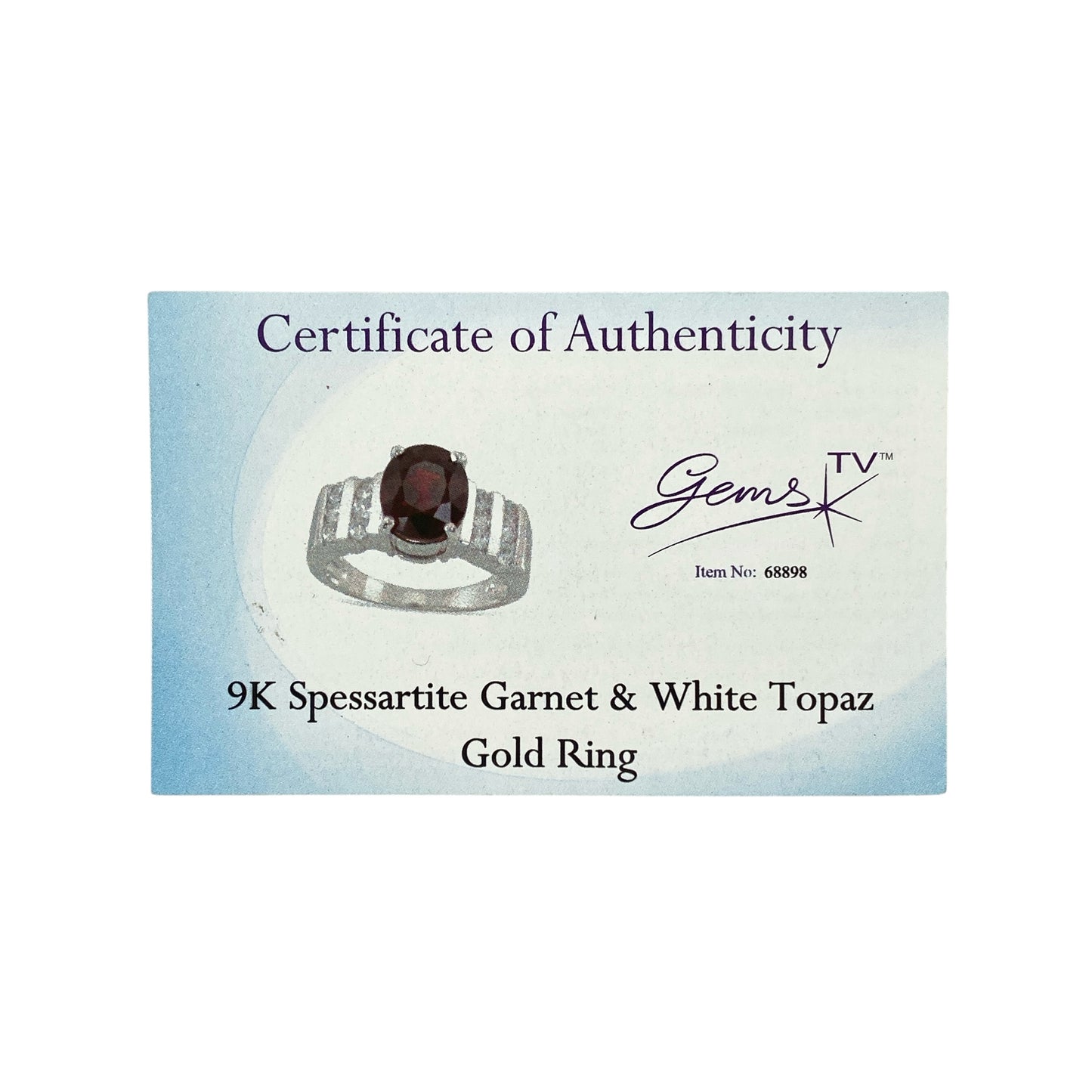 9ct White Gold & Spessartite Garnet & White Topaz Set Ring