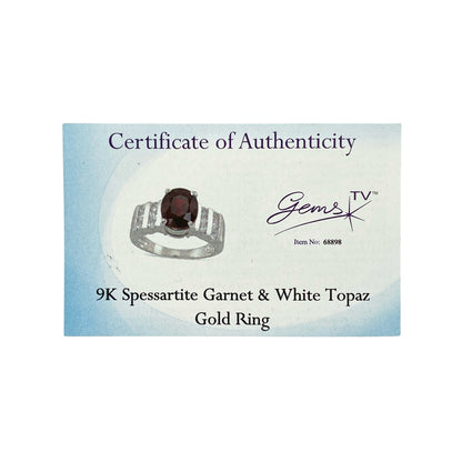 9ct White Gold & Spessartite Garnet & White Topaz Set Ring