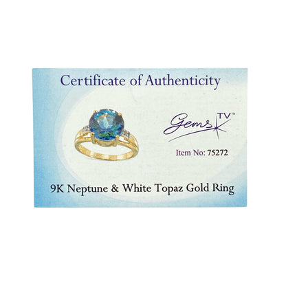 9ct Gold Neptune & White Topaz Set Ring