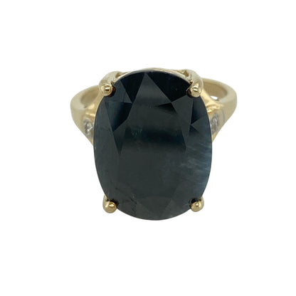 9ct Gold Midnight Blue Sapphire & White Topaz Set Ring