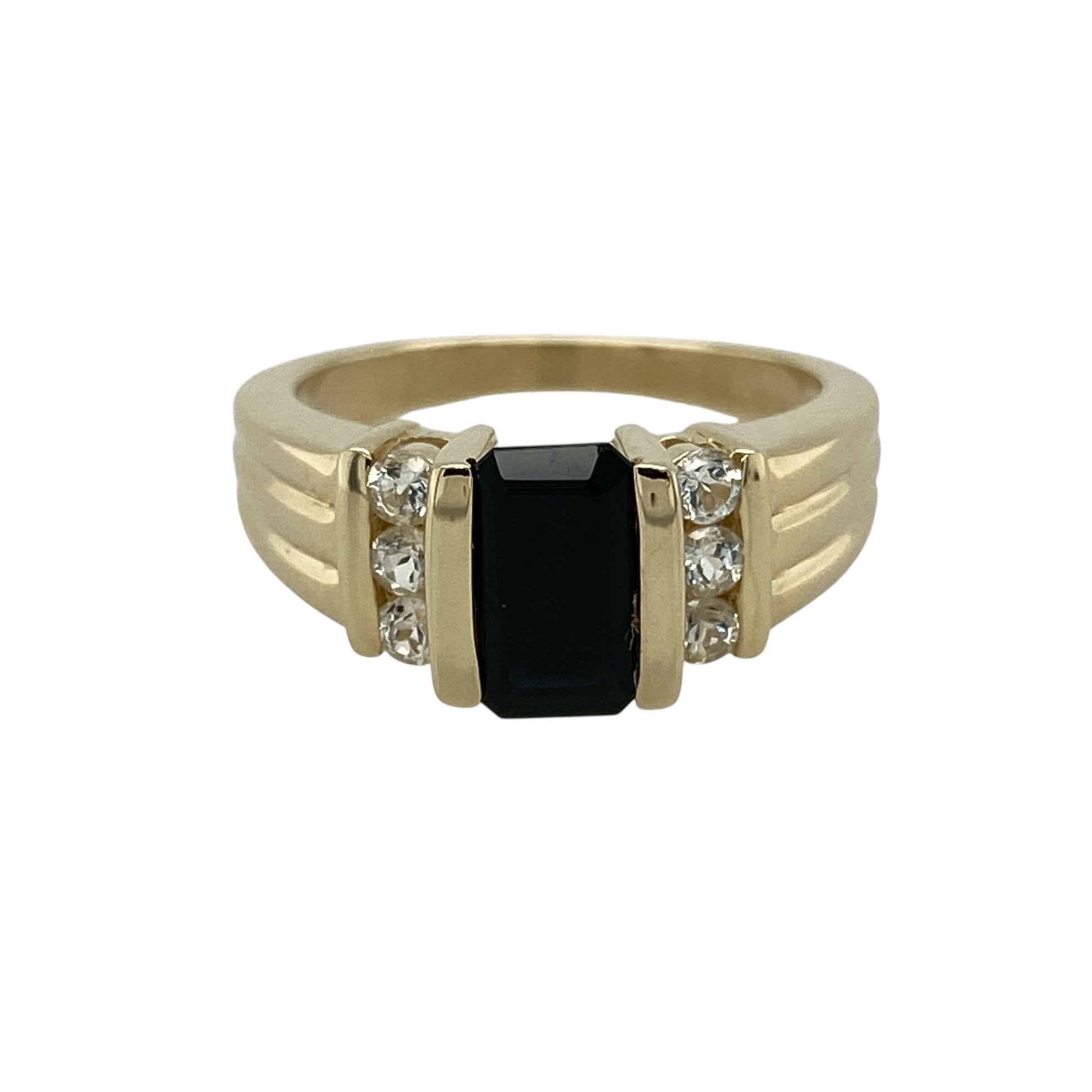 9ct Gold Indicolite & White Topaz Set Ring