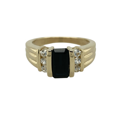 9ct Gold Indicolite & White Topaz Set Ring