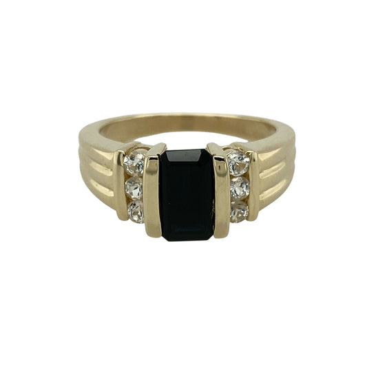9ct Gold Indicolite & White Topaz Set Ring