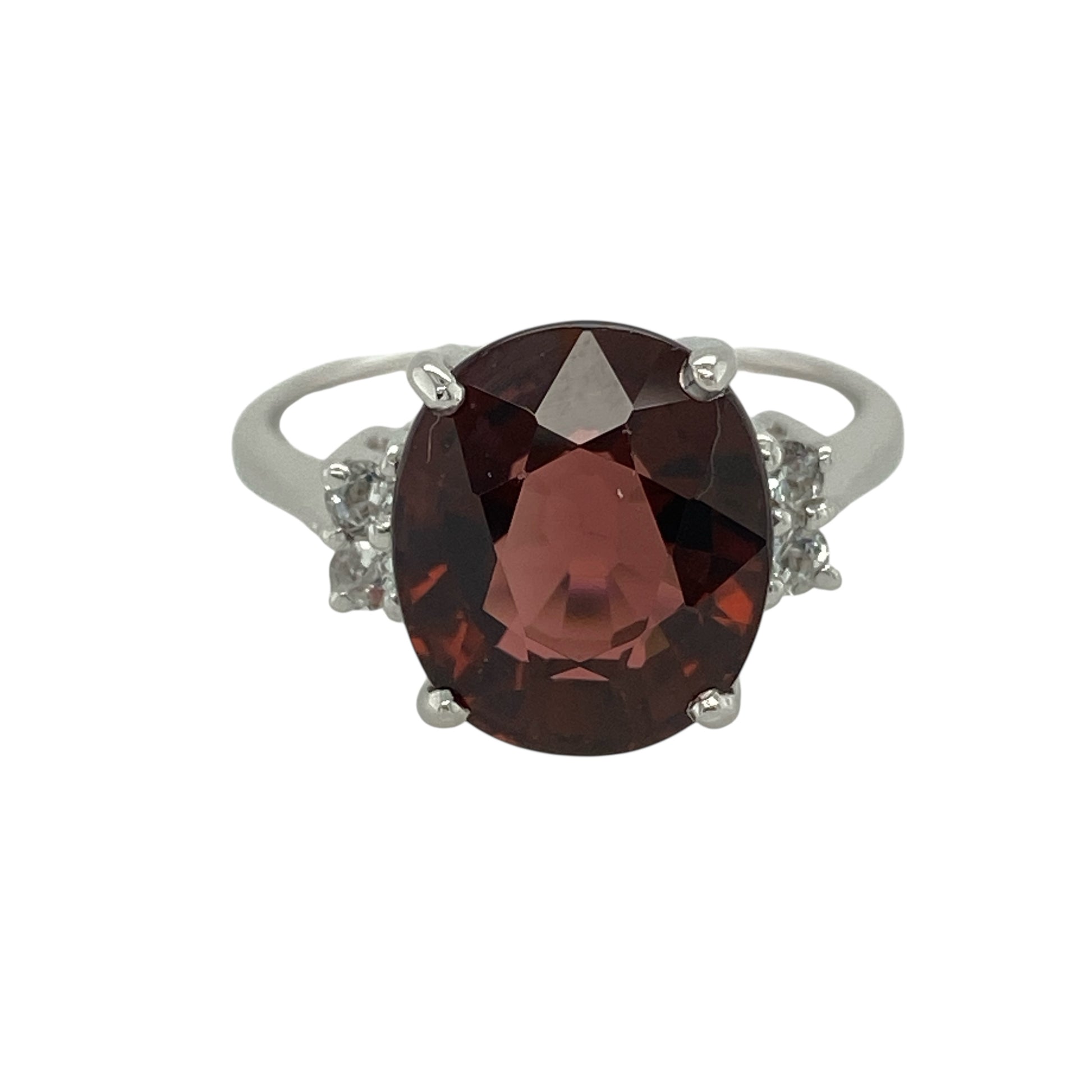 9ct White Gold Apricot Tourmaline & White Topaz Set Ring