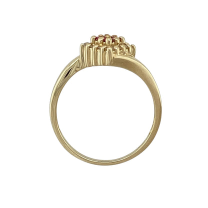 9ct Gold Red Spinel & White Topaz Set Cluster Ring