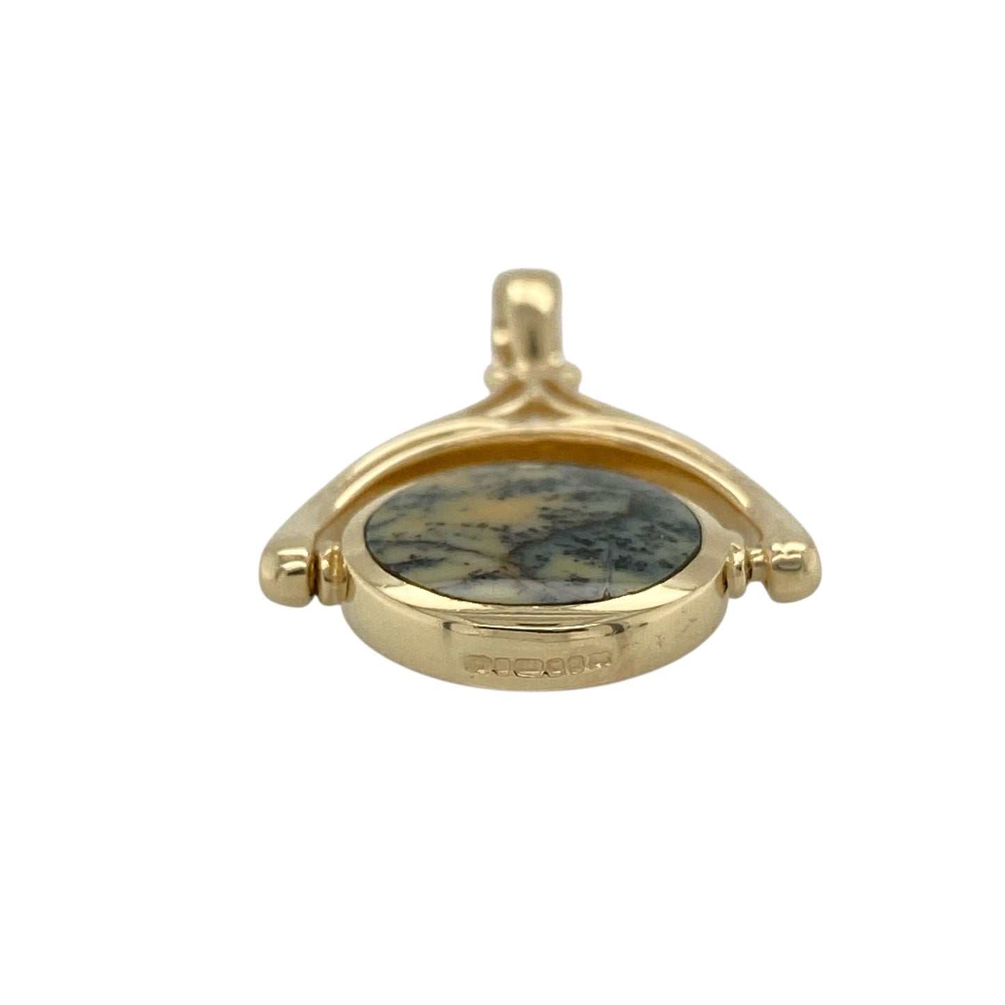 9ct Gold Double Sided Agate Set Fob Pendant