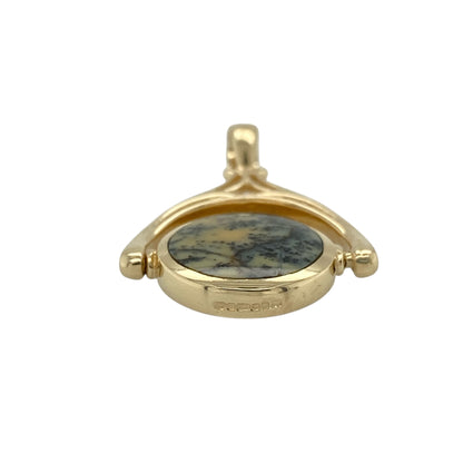 9ct Gold Double Sided Agate Set Fob Pendant