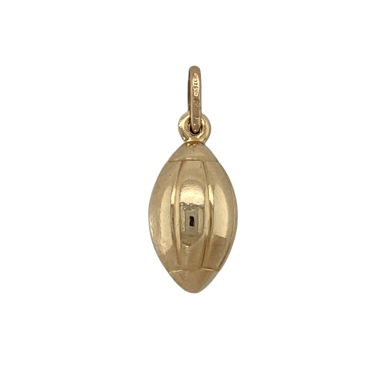 Bring sporting pride and Welsh heritage to your jewellery collection with this pre-owned 9ct yellow gold Welsh rugby ball pendant.

Design: The pendant features a detailed rugby ball design, symbolising passion for the sport and Welsh pride in a compact and charming form.
Material: Made from 9-carat yellow gold, the warm polished finish enhances the detailed rugby ball shape and classic appeal.