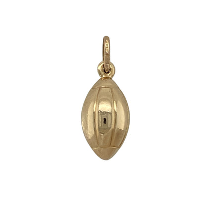 Bring sporting pride and Welsh heritage to your jewellery collection with this pre-owned 9ct yellow gold Welsh rugby ball pendant.

Design: The pendant features a detailed rugby ball design, symbolising passion for the sport and Welsh pride in a compact and charming form.
Material: Made from 9-carat yellow gold, the warm polished finish enhances the detailed rugby ball shape and classic appeal.