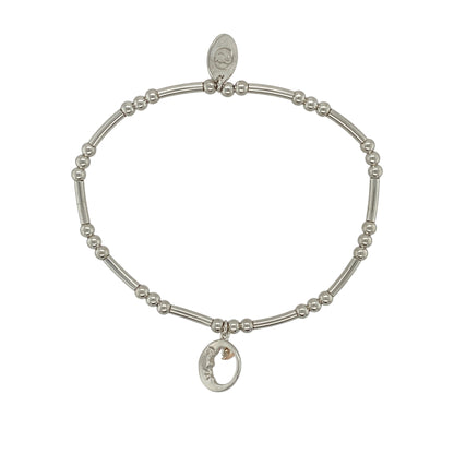 925 Silver Clogau Moon and Star Affinity Stretchy Beaded Bracelet