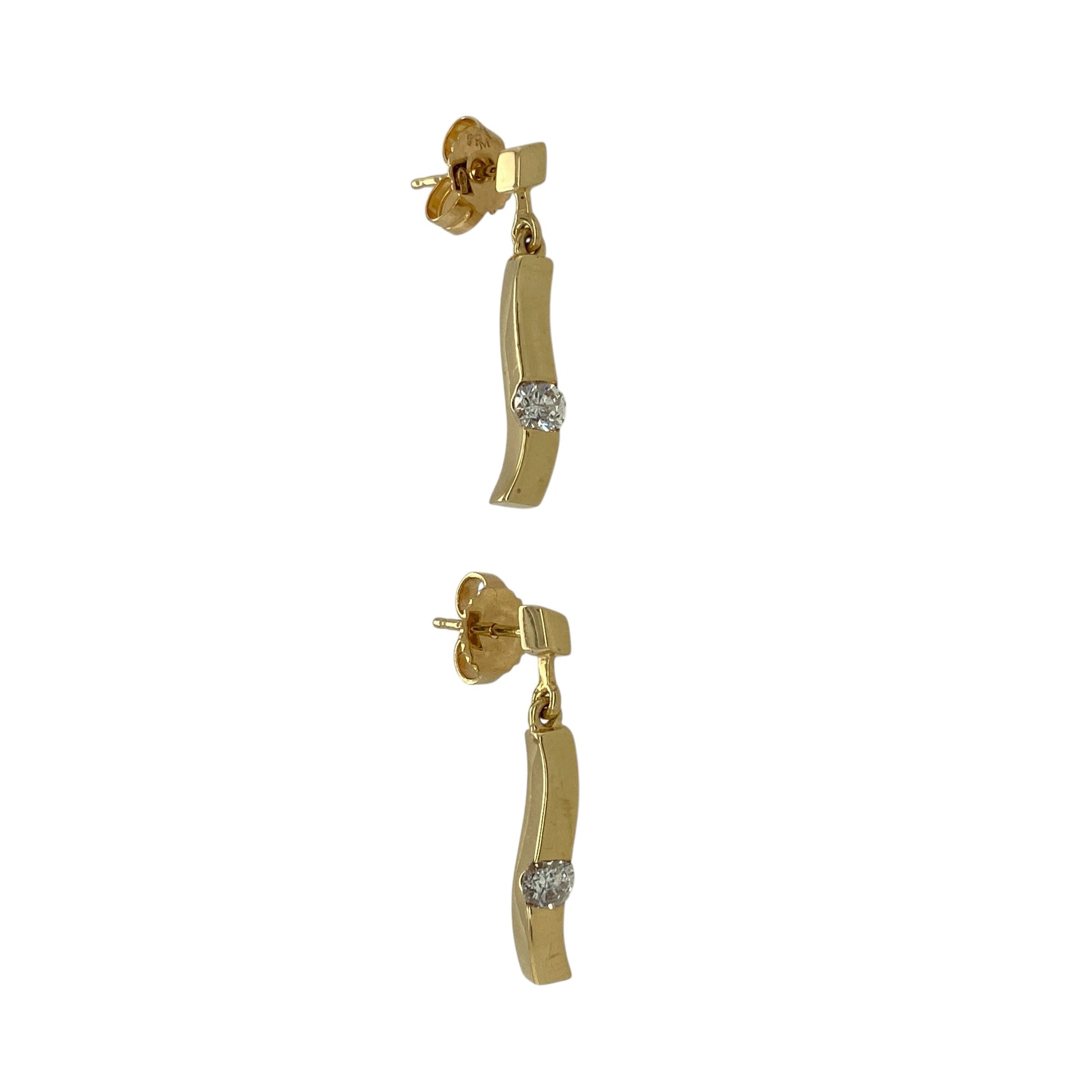 18ct Gold & Diamond Set Drop Bar Stud Earrings