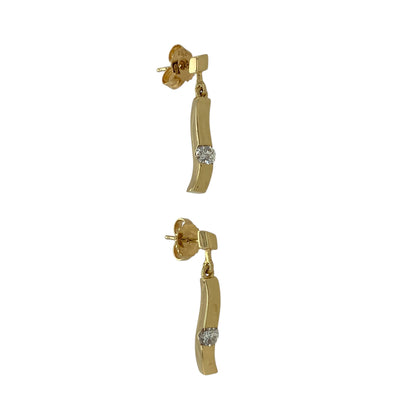 18ct Gold & Diamond Set Drop Bar Stud Earrings