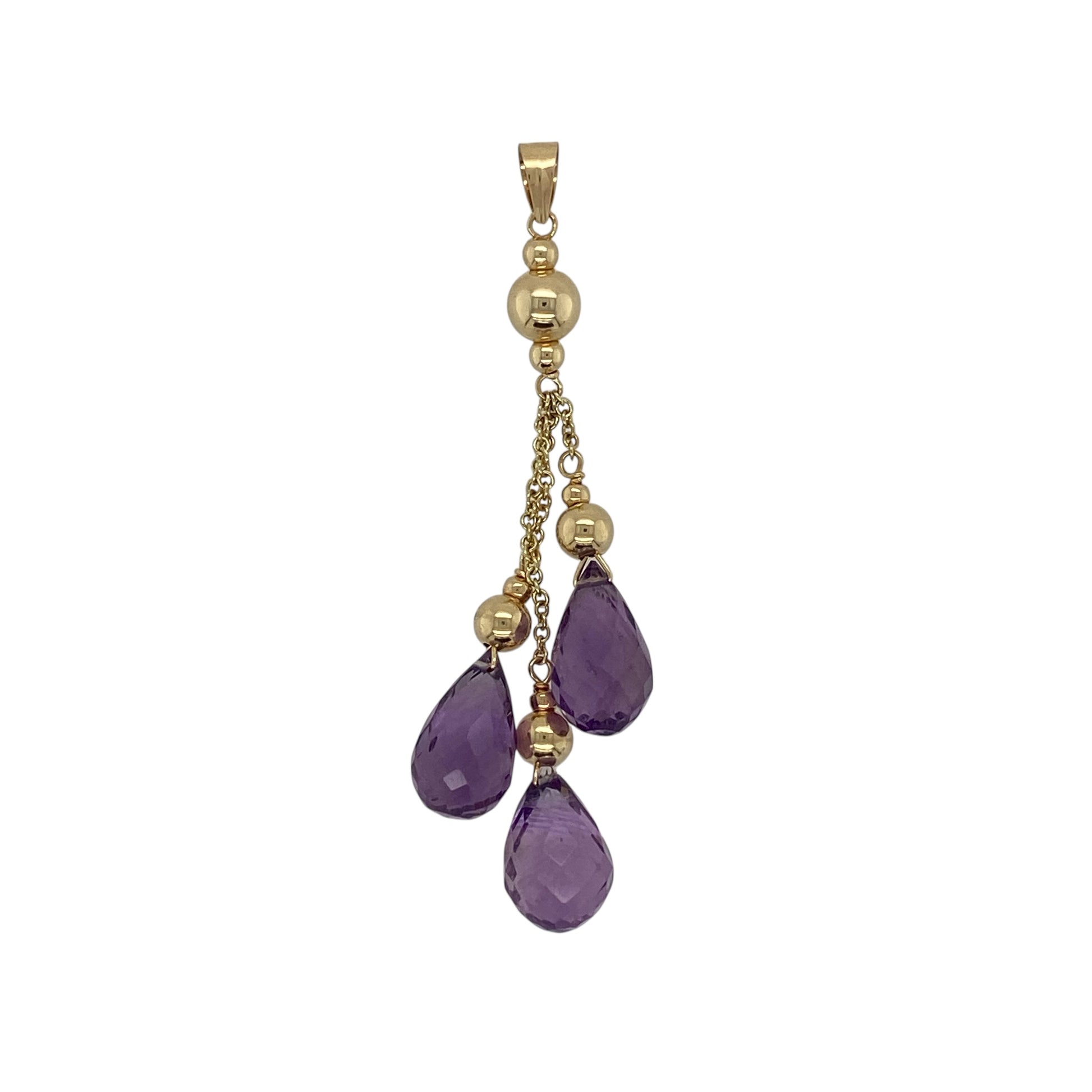 9ct Gold & Amethyst Set Drop Pendant