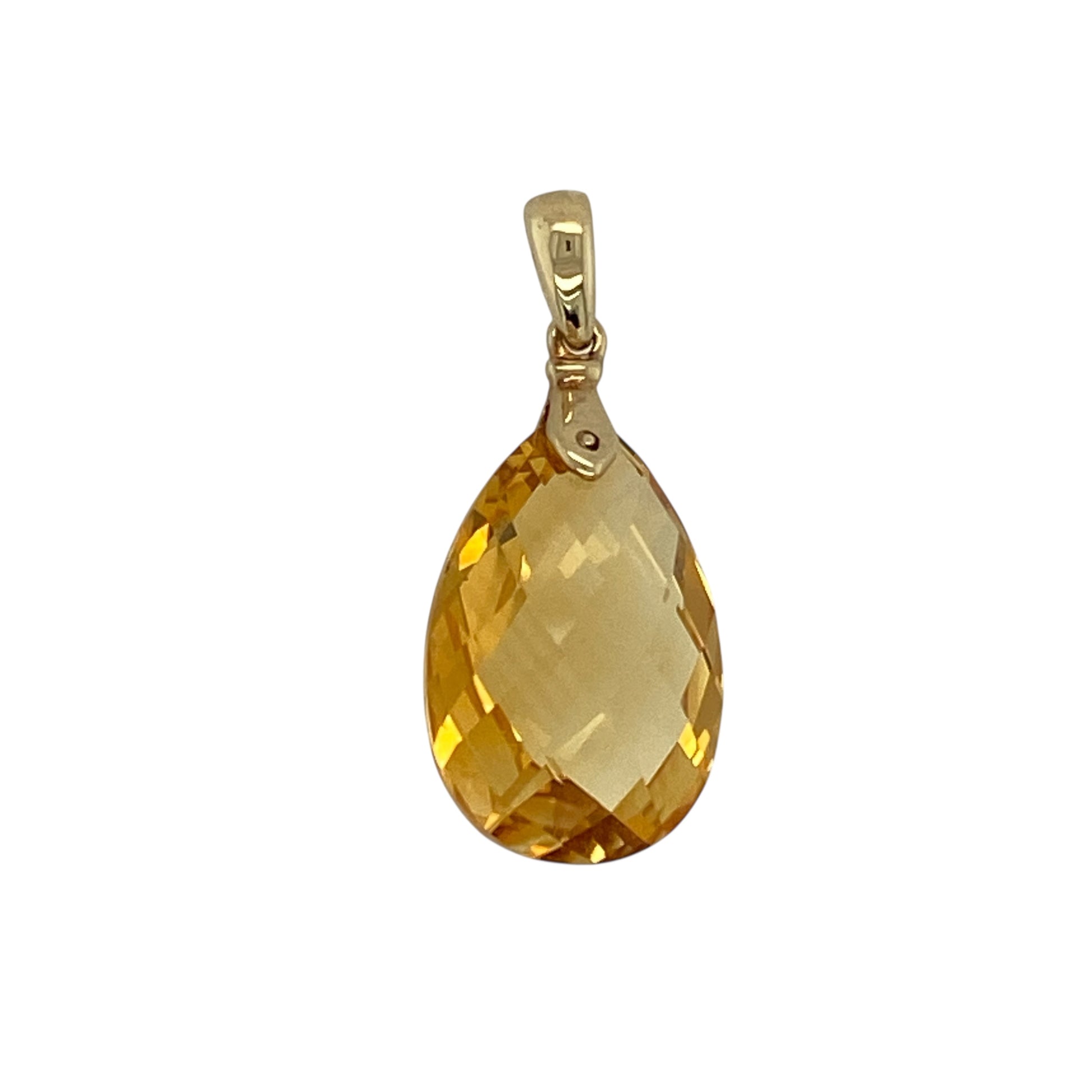 9ct Gold & Yellow Stone Teardrop Pendant