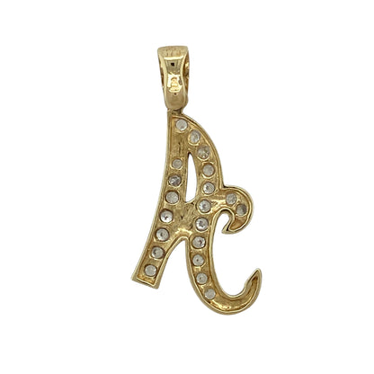 Bring personalised sparkle and timeless style to your jewellery collection with this pre-owned 9ct yellow gold and cubic zirconia set initial “A” pendant.

Design: The pendant features a classic letter “A” design, accented with shimmering cubic zirconia to create an eye-catching and meaningful focal point.
Material: Made from 9-carat yellow gold, the warm polished finish beautifully complements the bright sparkle of the cubic zirconia stones.