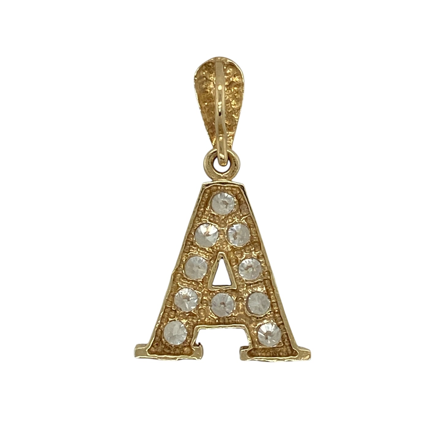 Bring personal meaning and subtle sparkle to your jewellery collection with this pre-owned 9ct yellow and white gold cubic zirconia set initial ‘A’ pendant, combining elegant contrast with a timeless personalised design—perfect for everyday wear or as a thoughtful gift.

Design: The pendant features the initial ‘A’ highlighted with cubic zirconia accents, set against a two-tone yellow and white gold finish for added definition and visual appeal.