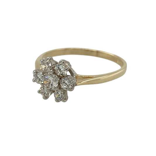 Bring classic sparkle and elegant style to your jewellery collection with this pre-owned 9ct yellow gold cubic zirconia set cluster ring, offering a timeless design with refined brilliance—perfect for everyday wear or special occasions.

Design: The ring features a cluster arrangement of cubic zirconia stones at the front, creating a bright and eye-catching focal point. The front of the ring measures approximately 8mm in height, giving it a neat yet noticeable presence.