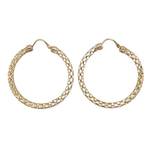 9ct Gold Open Mesh Style Hoop Creole Earrings