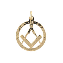 Load image into Gallery viewer, 9ct Gold Engraved Edge Open Masonic Pendant
