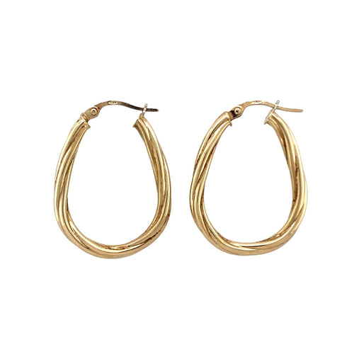 9ct Gold Oval Twisted Creole Earrings