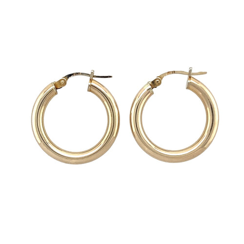 9ct Gold Tubular Hoop Creole Earrings