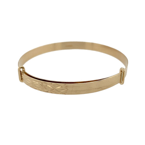 9ct Gold Engraved Expanding Maids Bangle