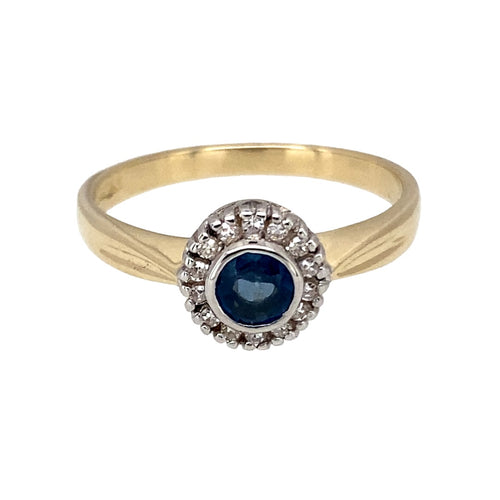 9ct Gold Diamond & Sapphire Set Halo Ring