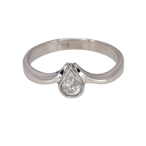 18ct White Gold & Diamond Set Wishbone Ring