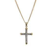 Load image into Gallery viewer, 9ct Gold &amp; Cubic Zirconia Set Cross 18&quot; Necklace
