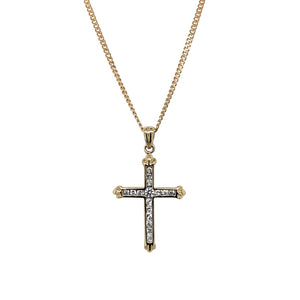 9ct Gold & Cubic Zirconia Set Cross 18" Necklace