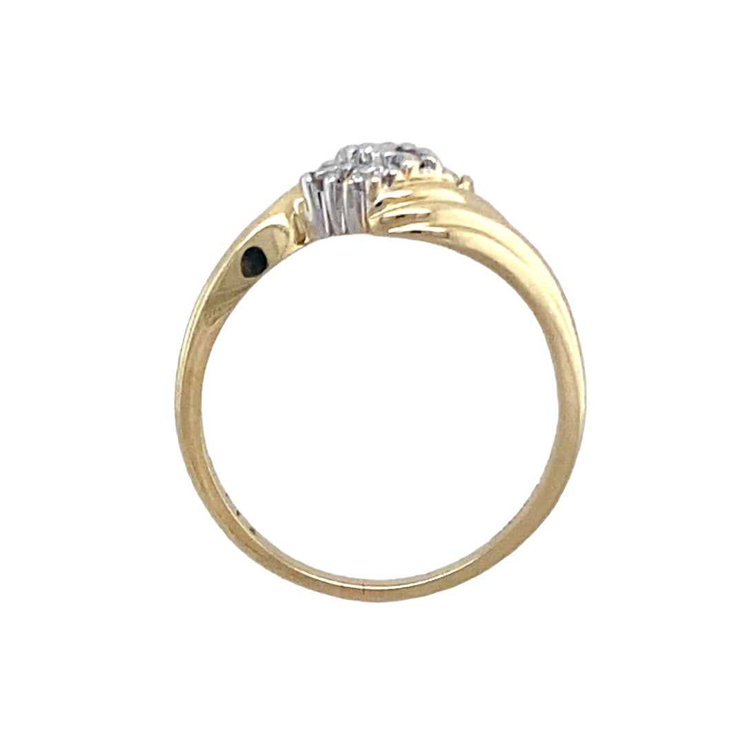 9ct Gold & Diamond Set Twist Cluster Ring