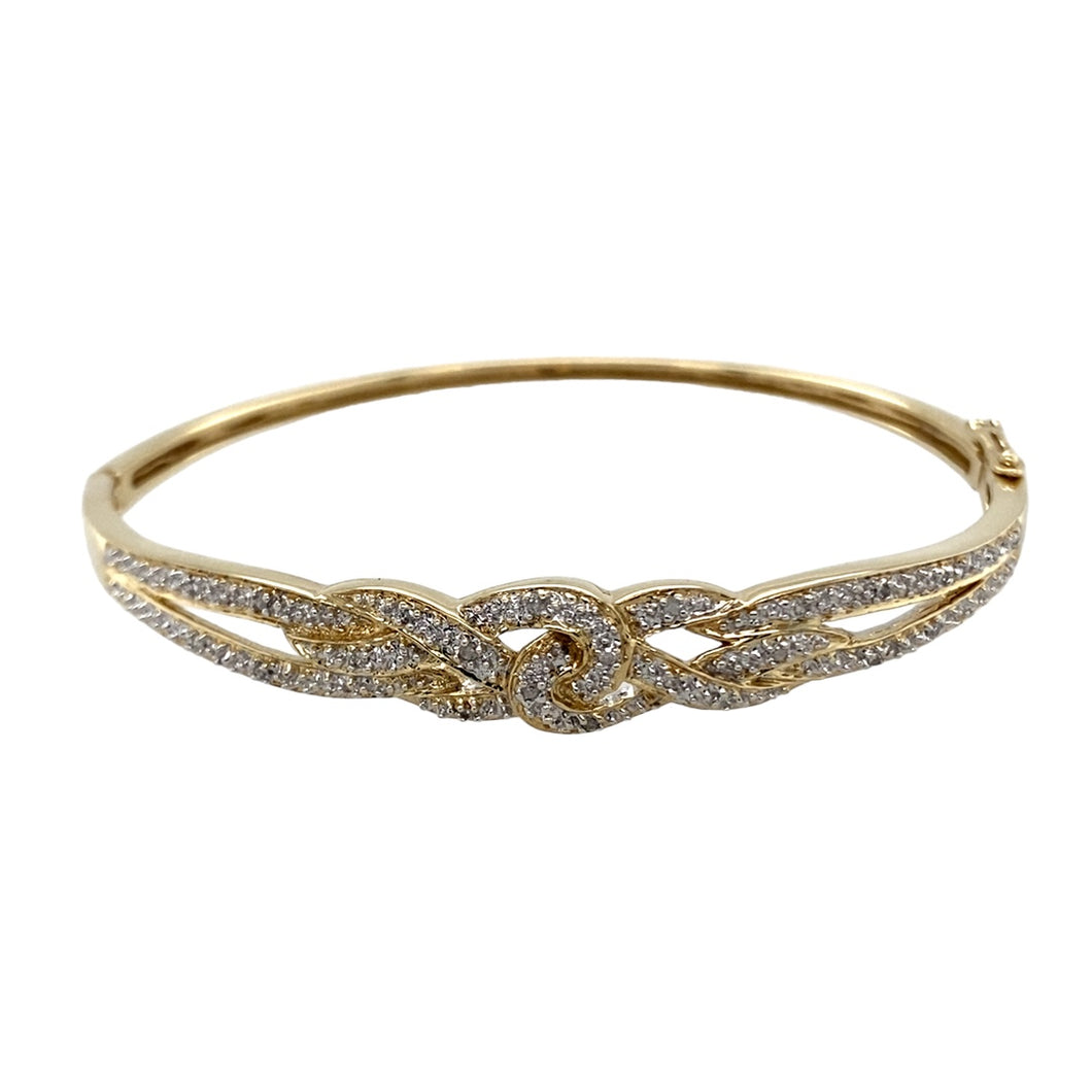 9ct Gold & Diamond Set Celtic Knot Bangle