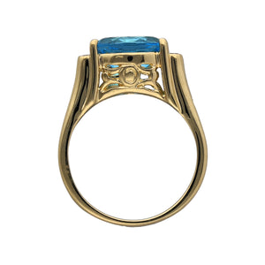 14ct Gold Diamond & Blue Topaz Set Dress Ring