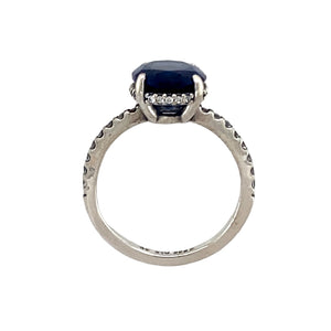 925 Silver Blue Stone & Cubic Zirconia Set Pandora Ring