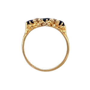18ct Gold Diamond & Sapphire Set Antique Style Ring